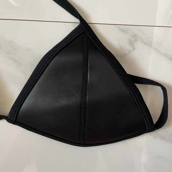 Black Triangl Swimwear Faux Leather Neoprene Bikini Top Size Small (Top Only) - Picture 5 of 6